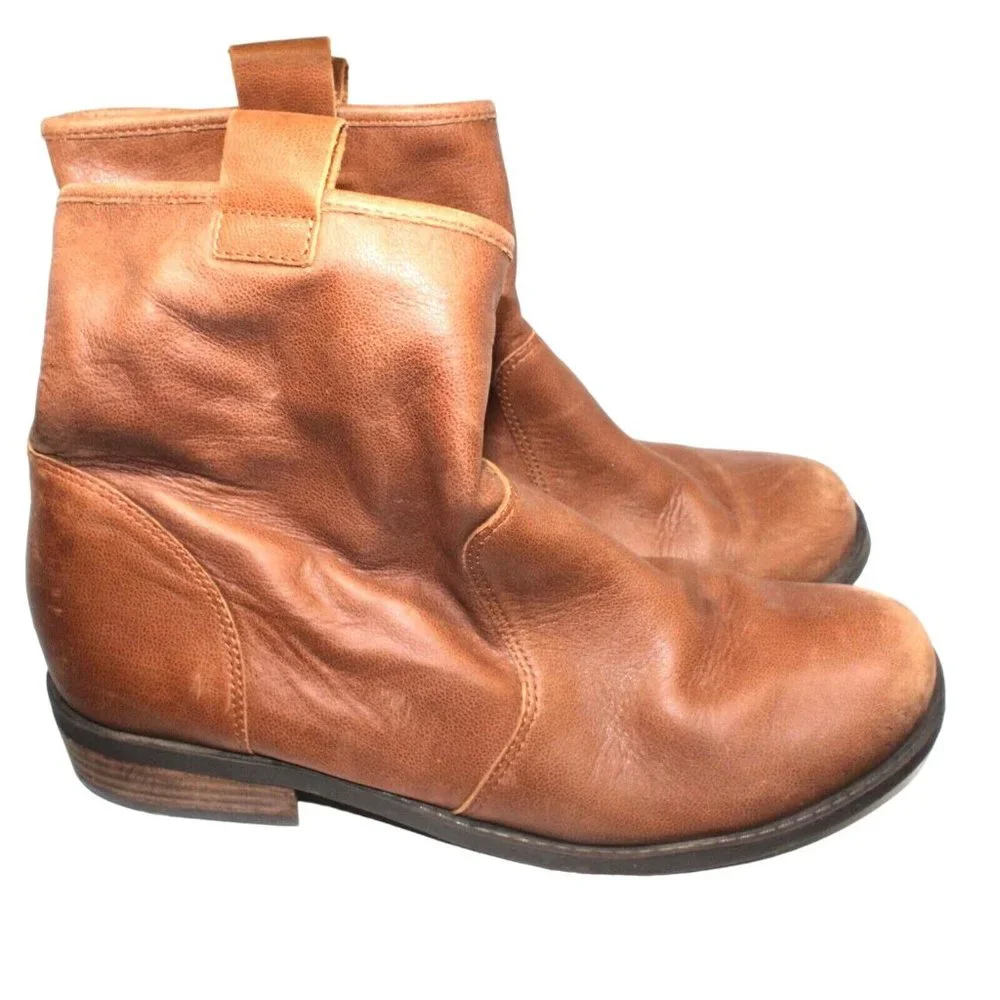 Sole Society Natasha Sz 9.5M Distressed Brown Leather Ankle Pull On Boot Bootie - Picture 6 of 16